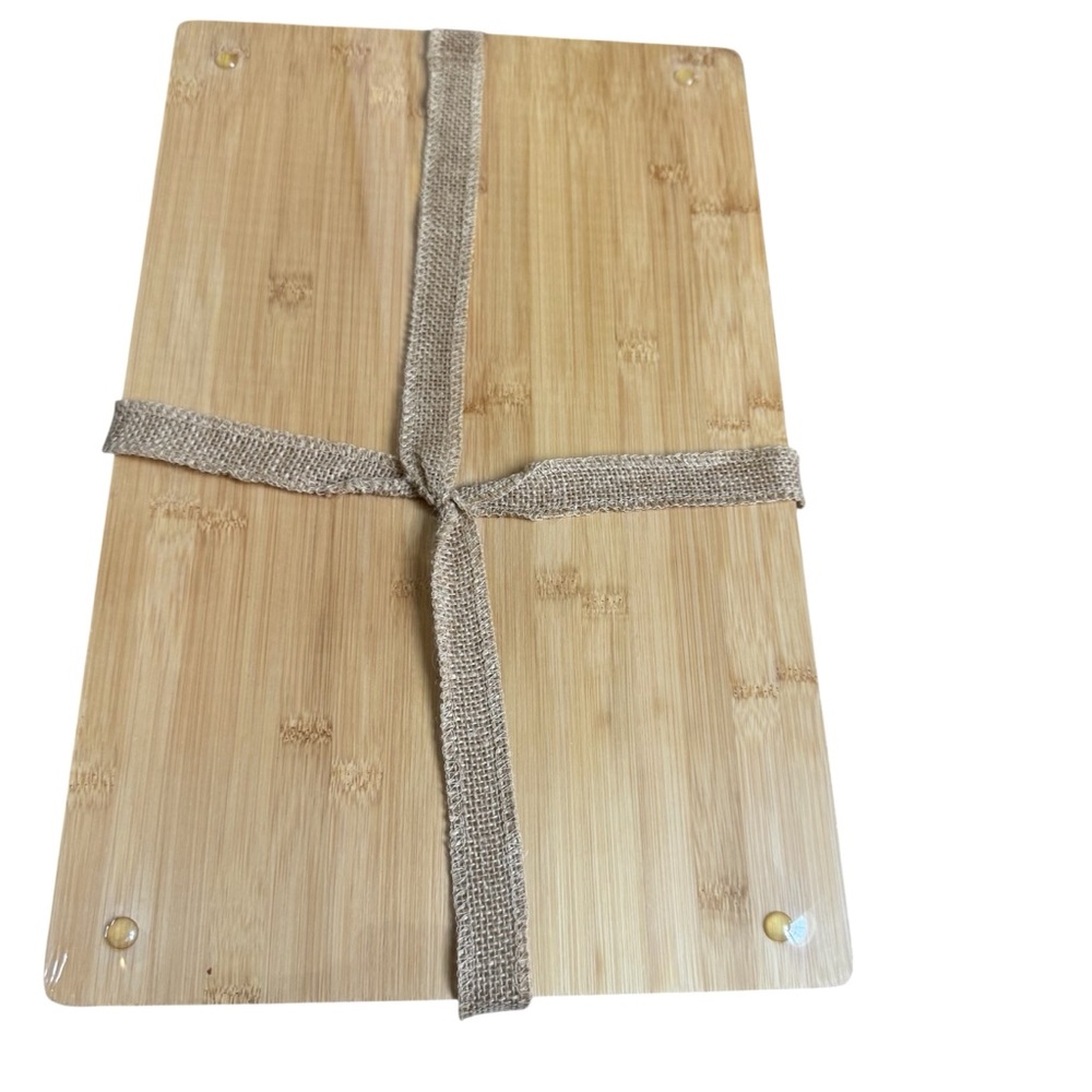 Wooden Cutting Board with Burlap Ribbon Gift Presentation 11 x 17.5 inches NWT - Picture 2 of 4